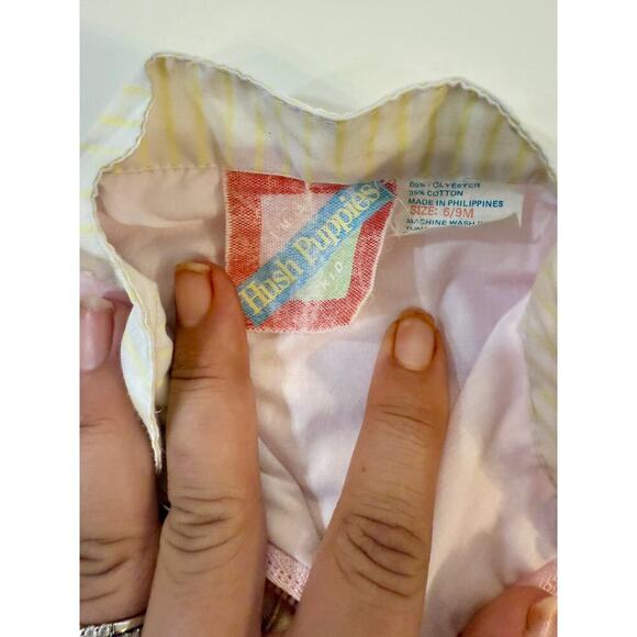 Vintage 80s Baby Girl Jacket Romper Set Pastel Train Animals Overalls Snap 6-9M - Picture 6 of 8